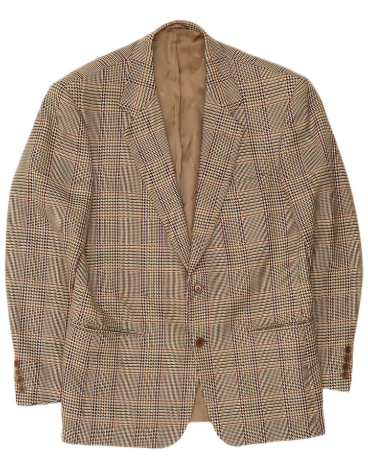 Brooksfield Veste blazer à 2 boutons pour homme IT 50 en laine à carreaux beige