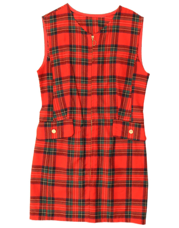robe fourreau sans manches femme vintage UK 14 Medium Red Check