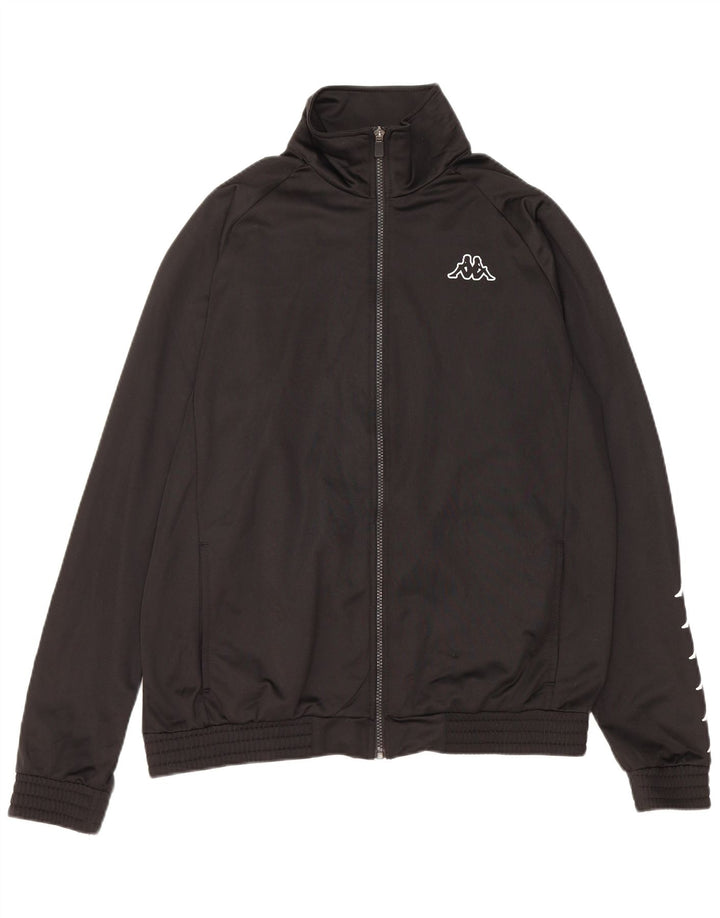 Kappa Mens Graphic Tracksuit Top Jacket Large Black Polyester