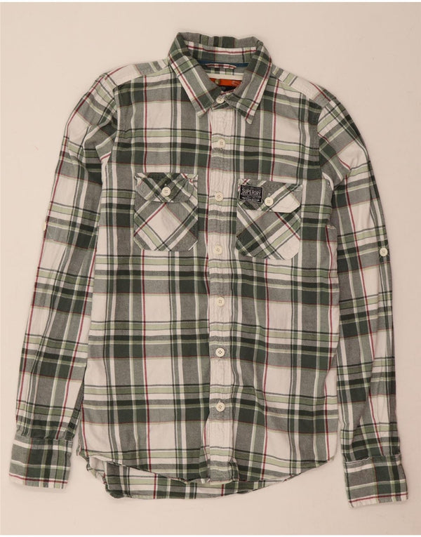 Superdry Chemise Flanelle Homme Vert Moyen Plaid Coton