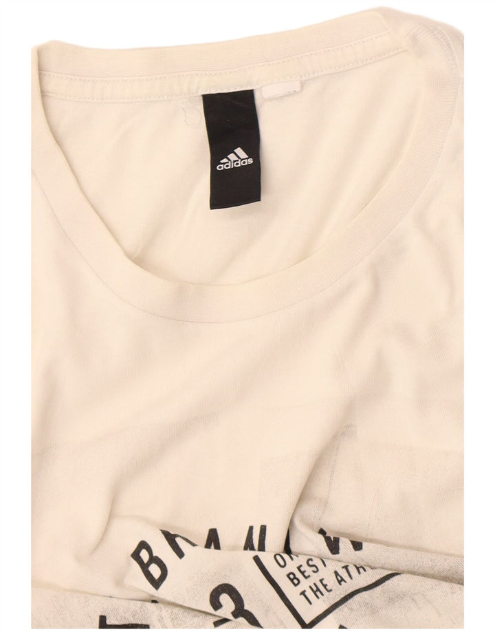Adidas Mens Three Stripes Graphic T-Shirt Top Medium White