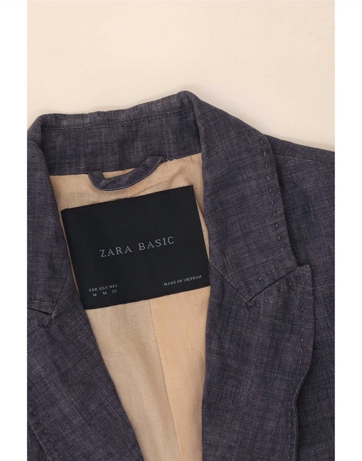 Blazer pentru femei Zara cu 1 nasture UK 12 Medium Bleumarin