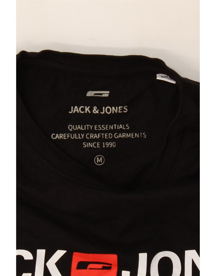 JACK & JONES Mens Graphic T-Shirt Top Medium Black Cotton Vintage Jack & Jones and Second-Hand Jack & Jones from Messina Hembry 