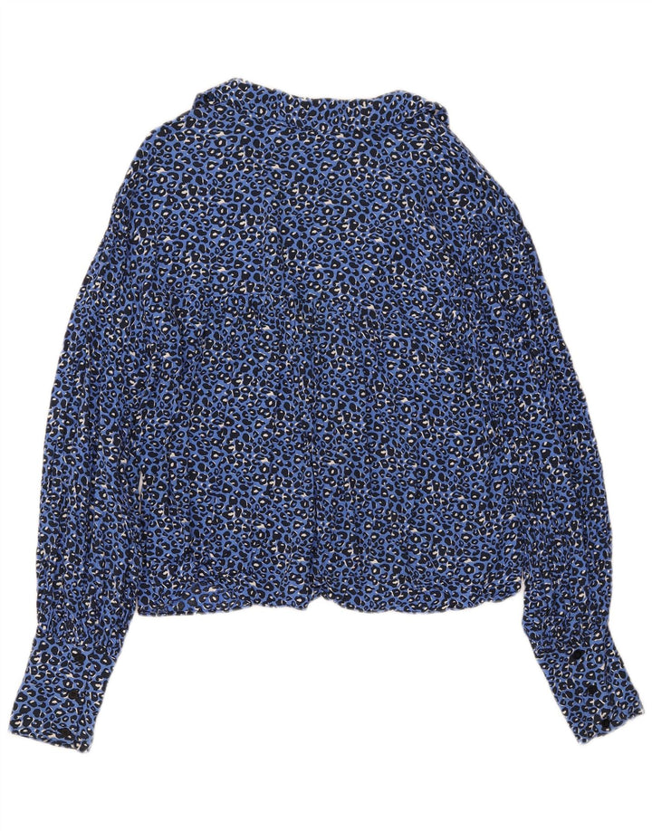 Zara Womens Shirt UK 14 Medium Blue Animal Print
