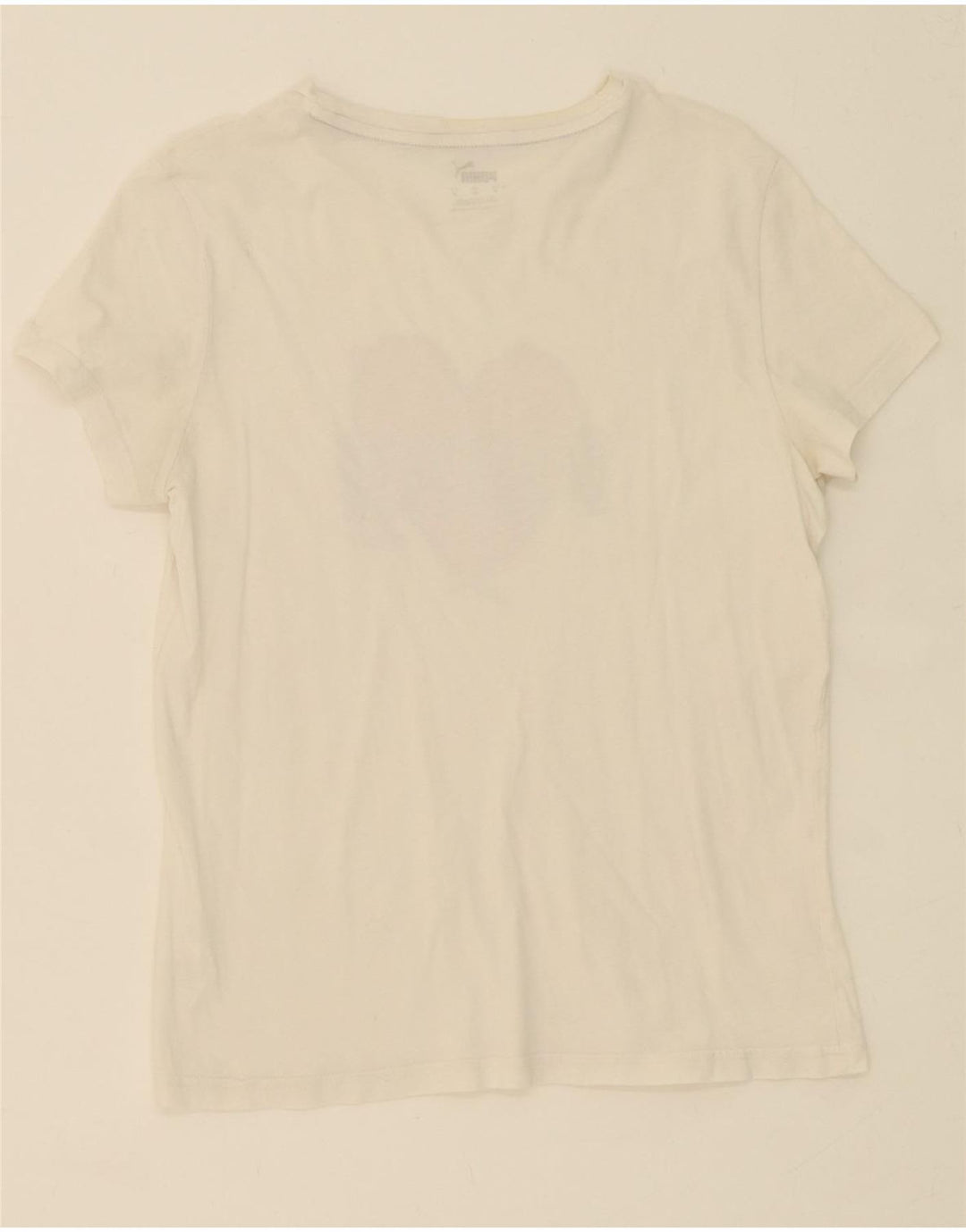 PUMA Womens Graphic T-Shirt Top UK 12 Medium White Vintage Puma and Second-Hand Puma from Messina Hembry 