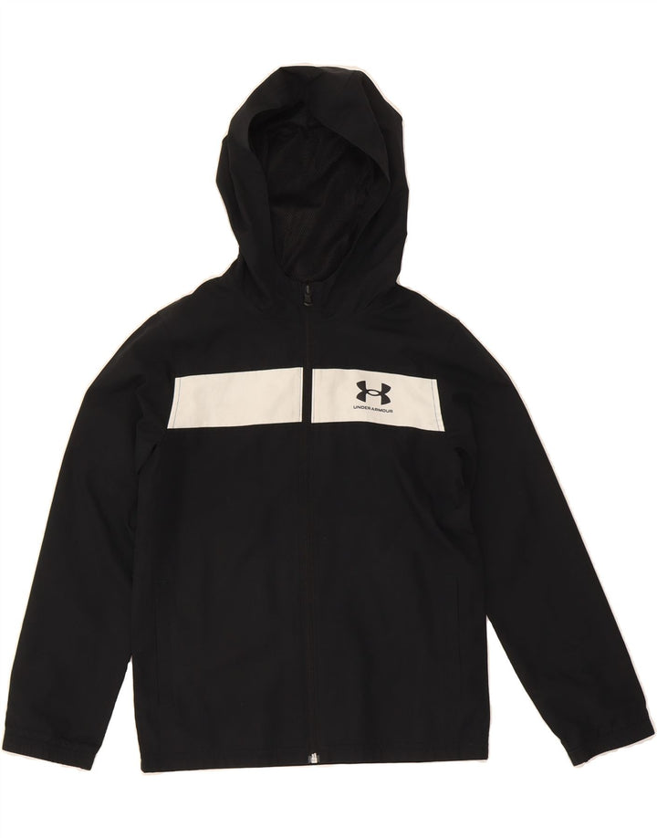 UNDER ARMOUR Boys Tracksuit Top Jacket 9-10 Years Medium Black Colourblock Vintage Under Armour and Second-Hand Under Armour from Messina Hembry 