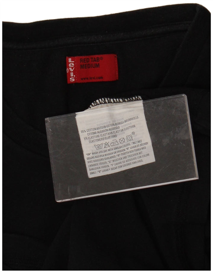 LEVI'S Womens T-Shirt Top UK 12 Medium Black Cotton