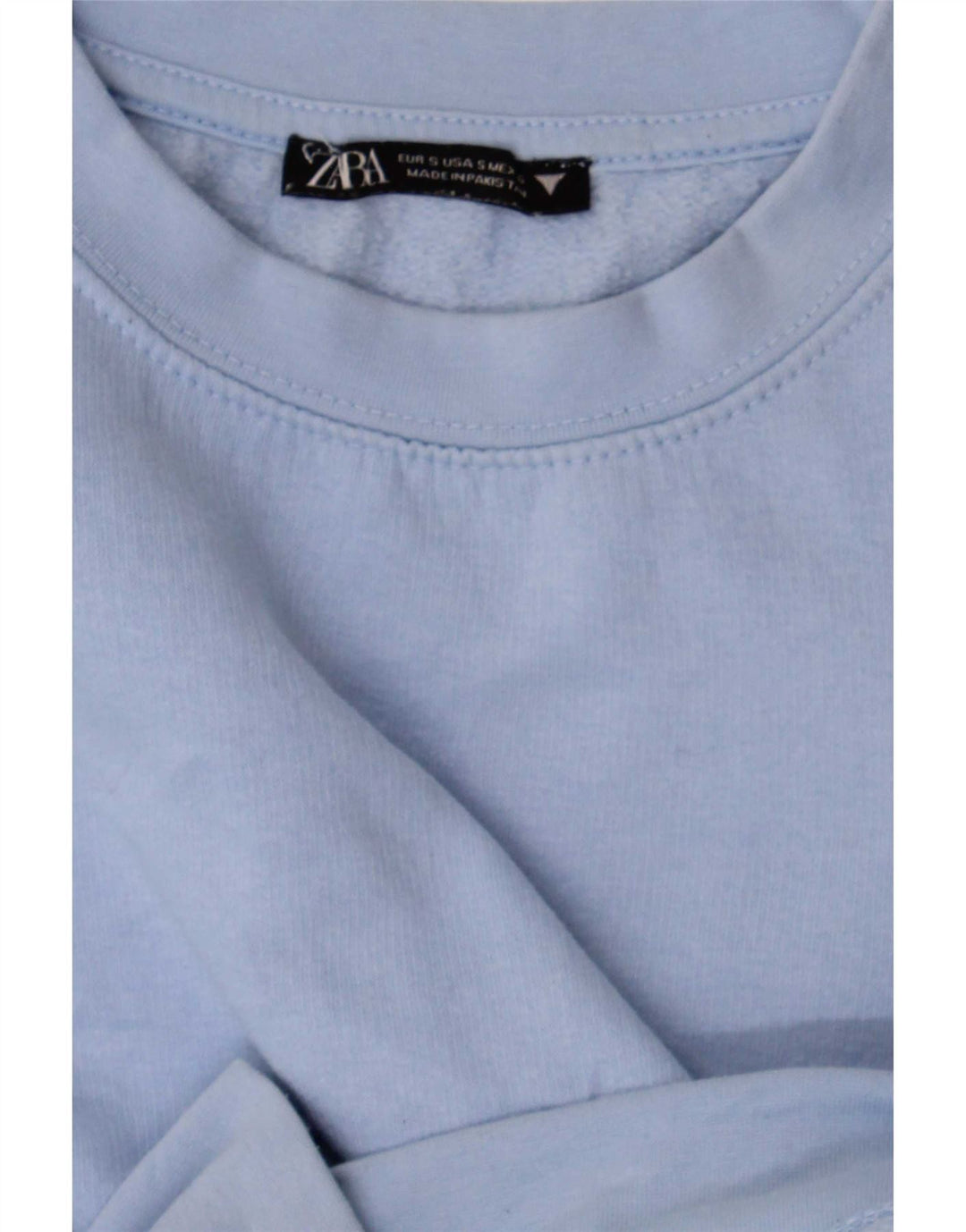 Zara Womens Crop Oversized Sweatshirt Jumper UK 10 Small Blue