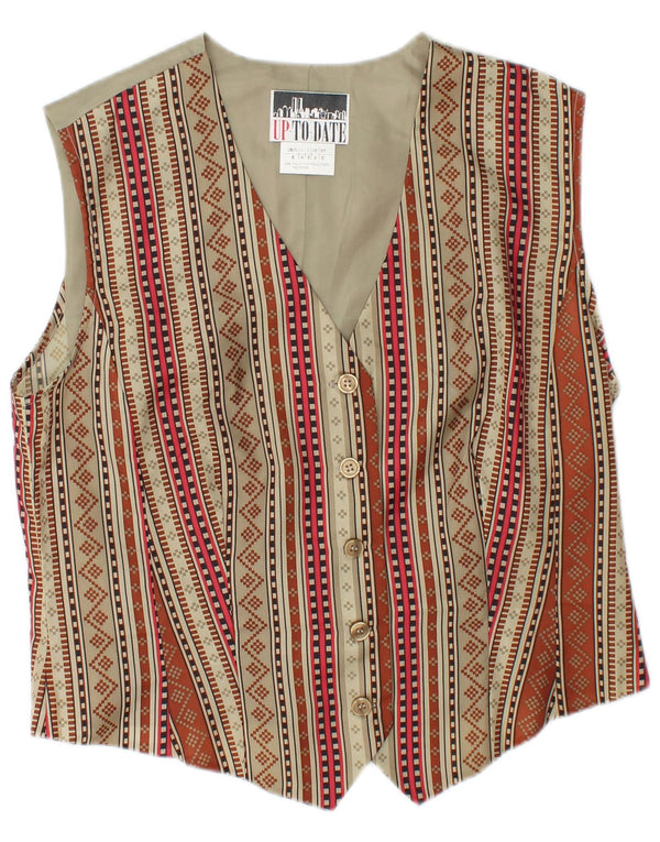 Vintage Womens Waistcoat UK 14 Medium Multicoloured Geometric Polyester