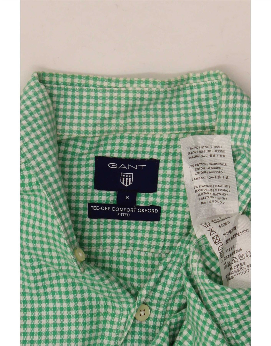 Gant Chemise Homme Petit Carreau Vert Coton