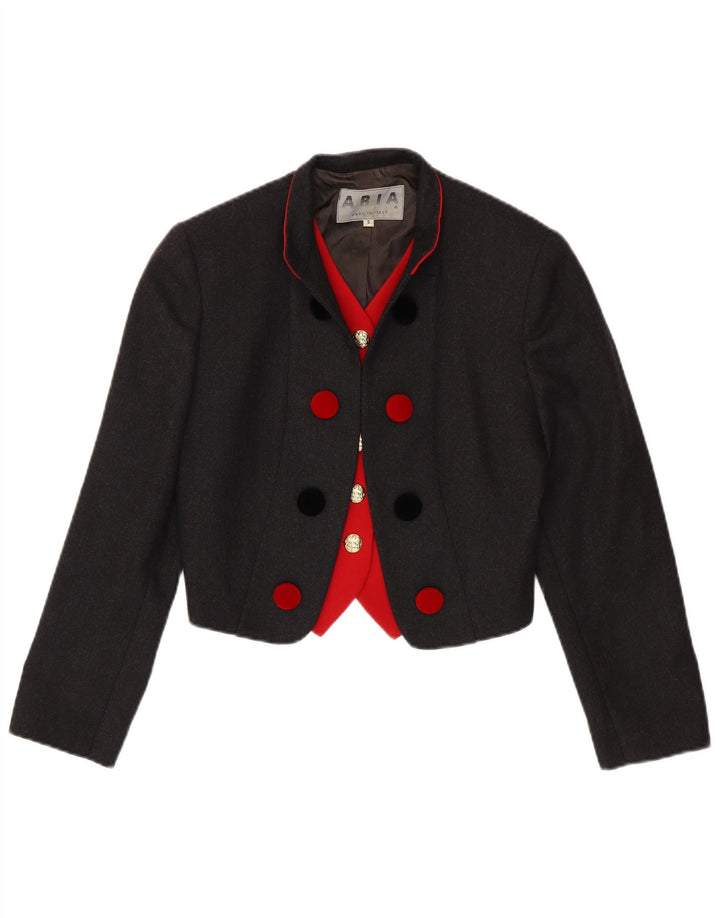 Aria Chaqueta tipo blazer corta con doble botonadura para mujer UK 10 Small Grey