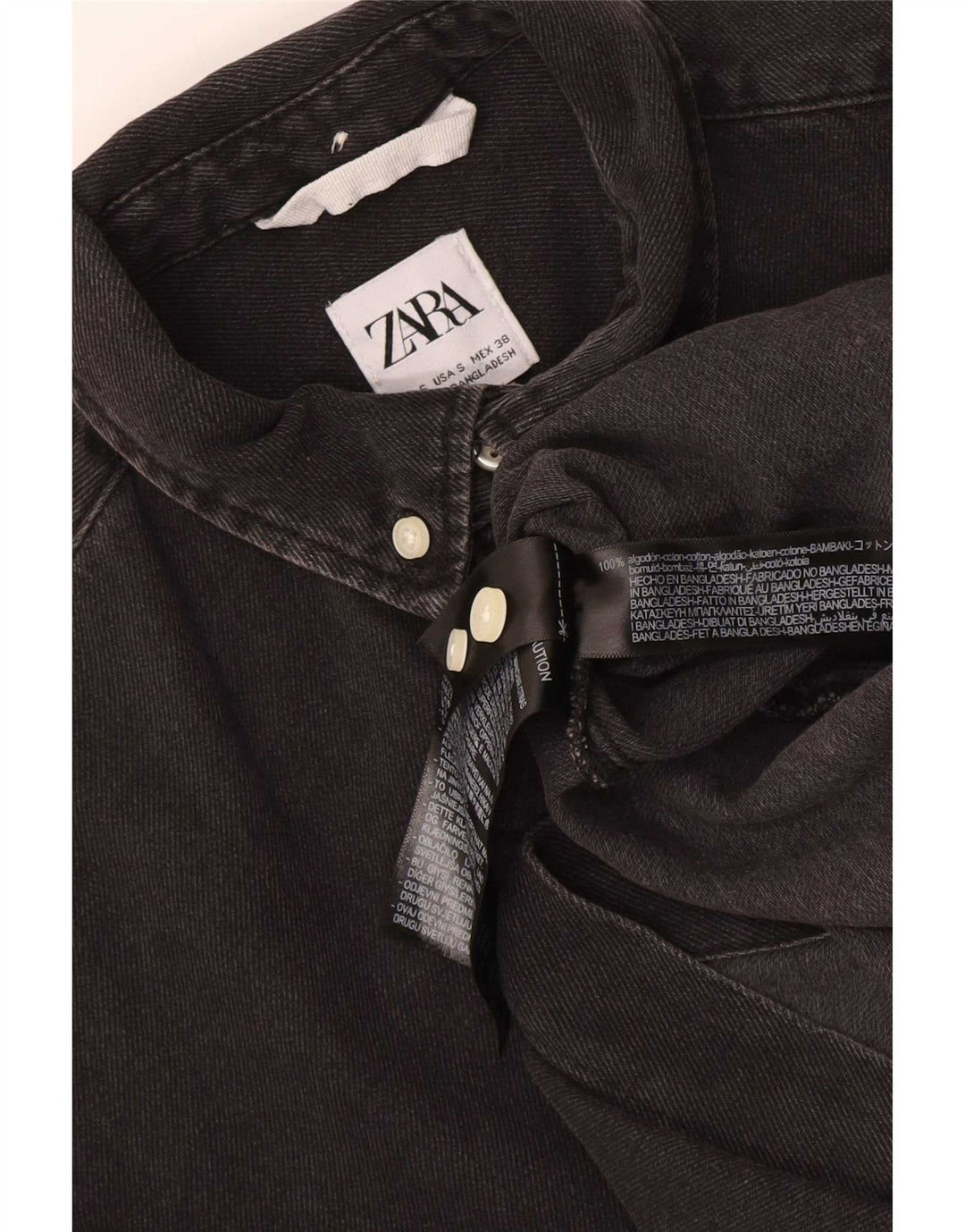 Zara Herren Jeanshemd Small Schwarz Baumwolle