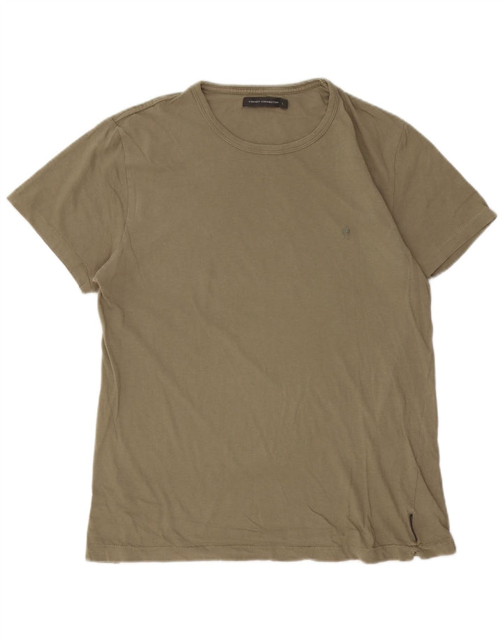French Connection Mens T-Shirt Top Large Khaki Cotton