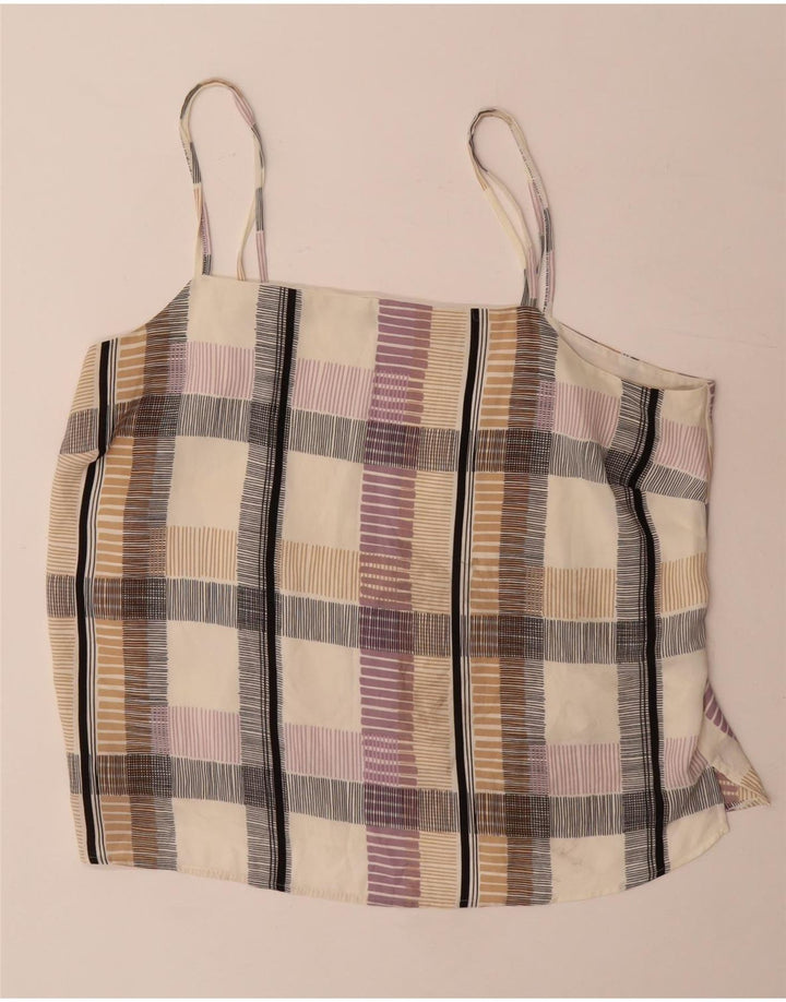 Marks & Spencer Womens Crop Cami Top UK 22 3XL Beige Check Polyester