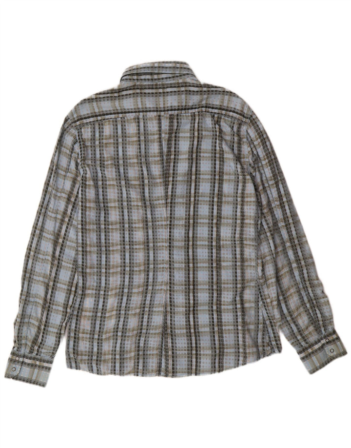 FRENCH CONNECTION Mens Shirt Large Blue Check Polyester
