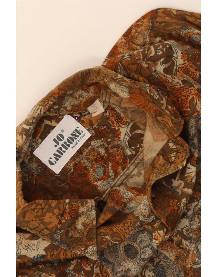 Vintage Mens Shirt Small Brown Floral