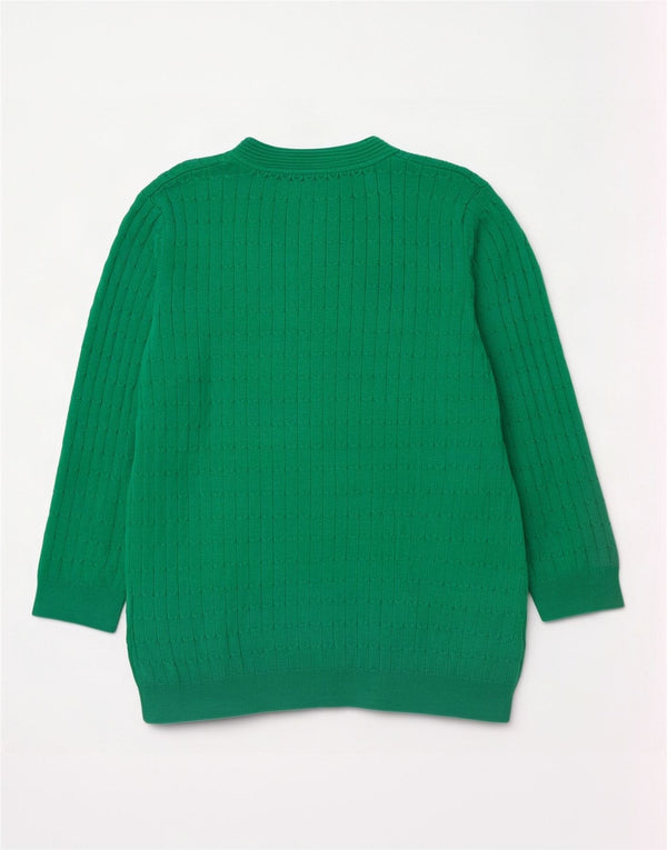 Laura Ashley Damen-Pullover mit V-Ausschnitt, UK 12, mittelgrüne Baumwolle