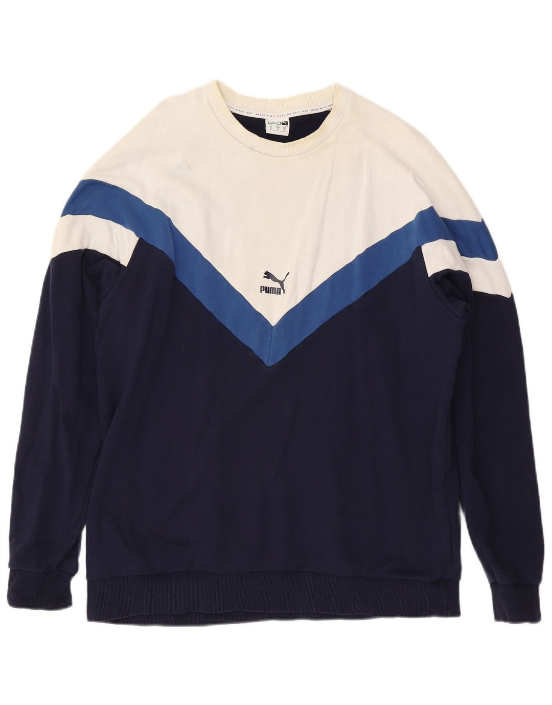 Puma Mens Sweatshirt Jumper XL Navy Blue Colourblock