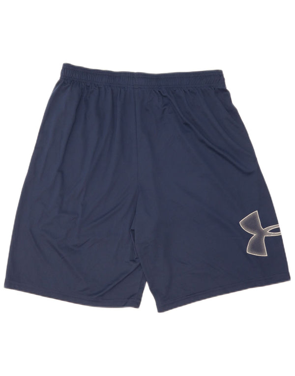 Under Armour Mens Heat Gear Graphic Sport Shorts Large  Navy Blue Polyester