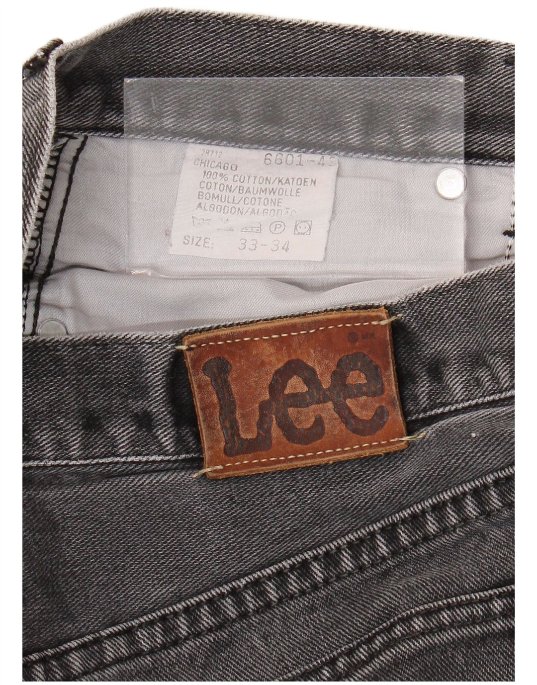 LEE Mens Chicago Straight Jeans W33 L29 Grey Cotton