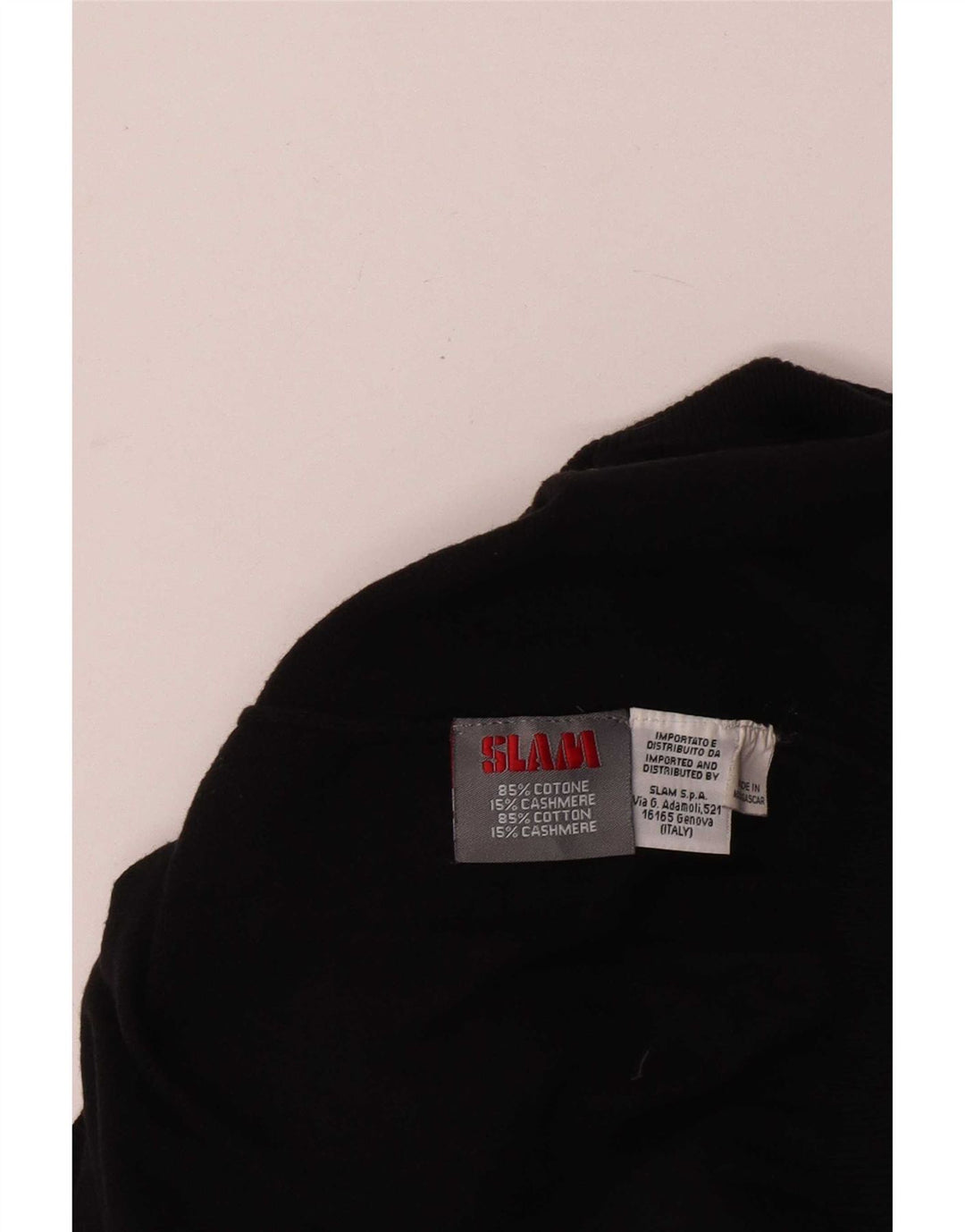 Slam Mens Zip Neck Jumper Sweater Large Black Cotton