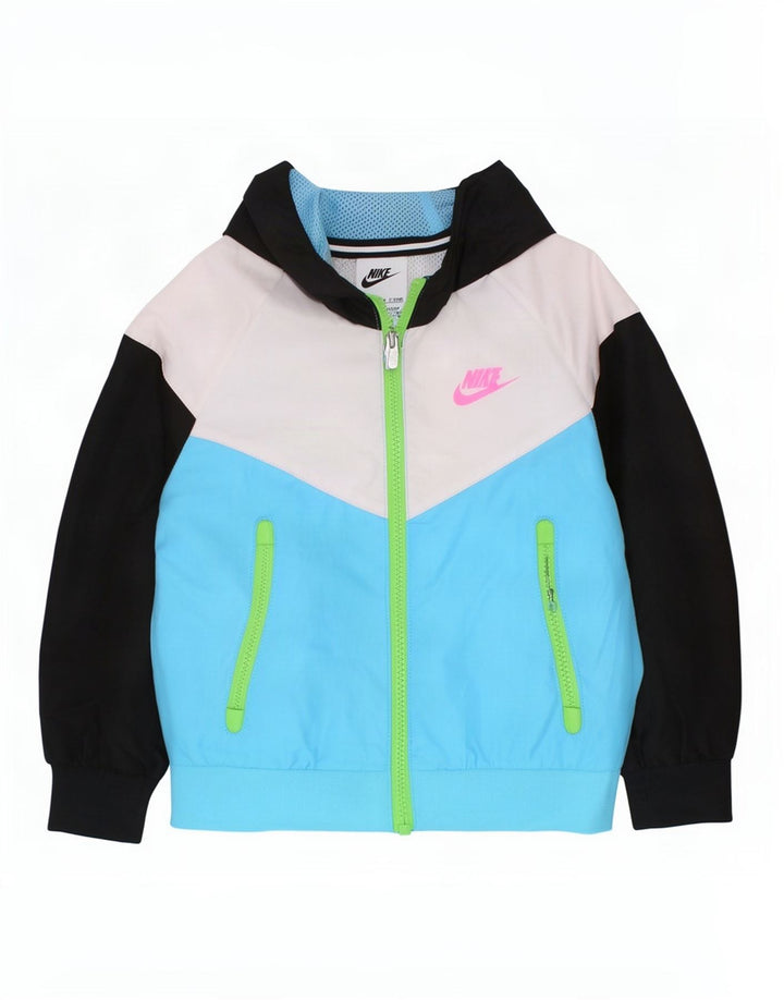 Nike Jungen-Trainingsanzug mit Kapuze, Oberteil, Jacke, 2–3 Jahre, blaues Farbblock-Polyester