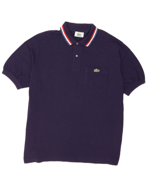 Polo da uomo Lacoste taglia 8 3XL cotone a righe blu navy