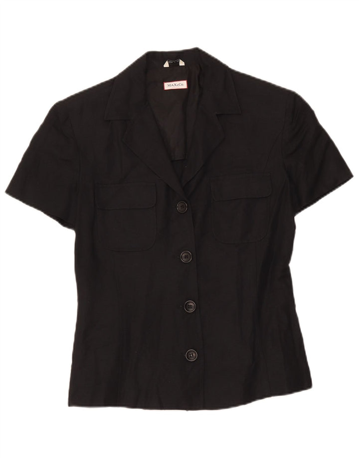 Max & Co. Womens 3 Button Short Sleeve Blazer Jacket UK 10 Small Black