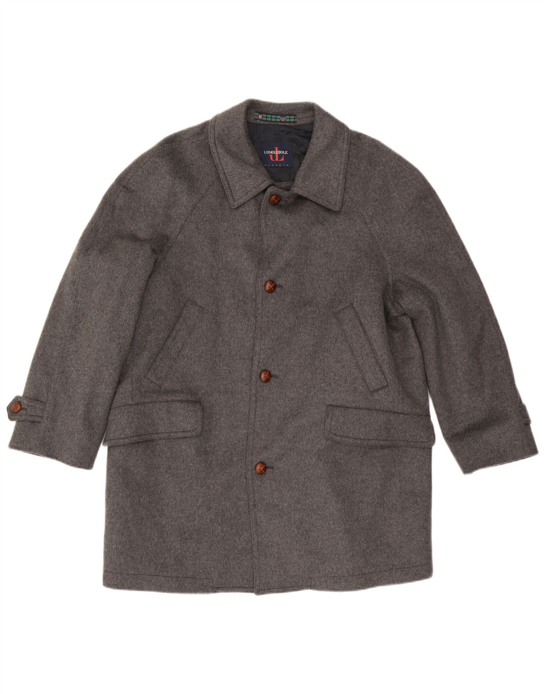 Uomo Lebole Mens Overcoat IT 47 Medium Grey Wool