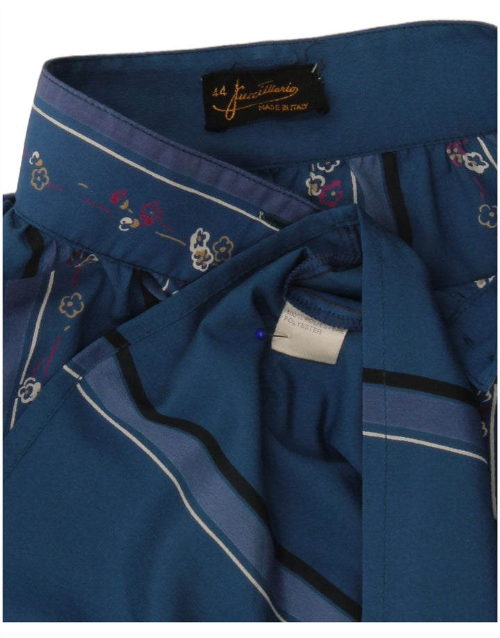 Vintage Damen Hemdbluse IT 44 Mittelblaues florales Polyester