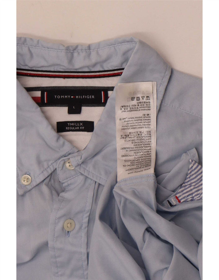 Tommy Hilfiger Mens Regular Fit Shirt Large Blue Cotton