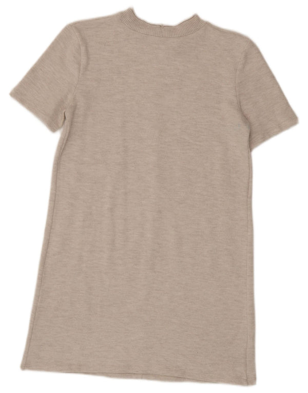Zara Dame Kortærmede Jumper Dress UK 10 Small Beige