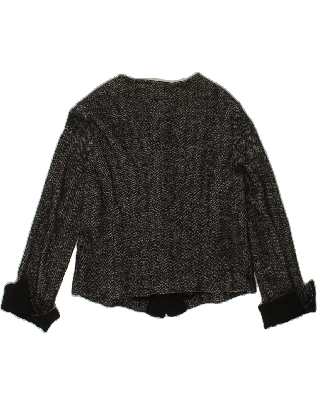 PENNY BLACK Womens Crop Blazer Jacket UK 10 Small Grey Herringbone Cotton Vintage Penny Black and Second-Hand Penny Black from Messina Hembry 