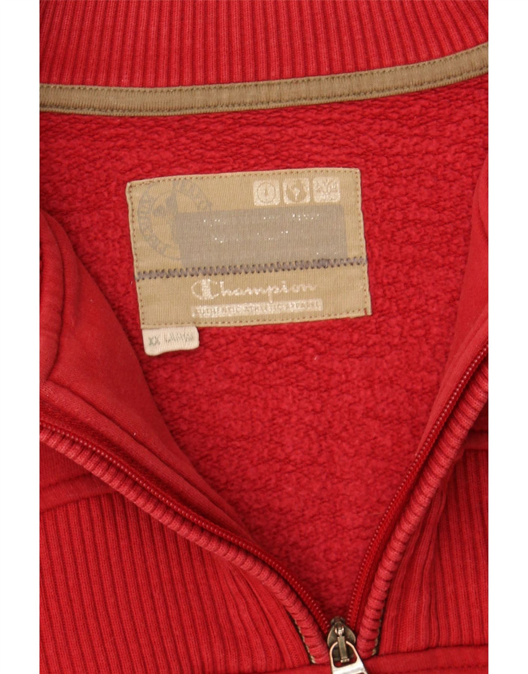 CHAMPION Mens Zip Neck Jumper Sweater 2XL Red Vintage Champion and Second-Hand Champion from Messina Hembry 