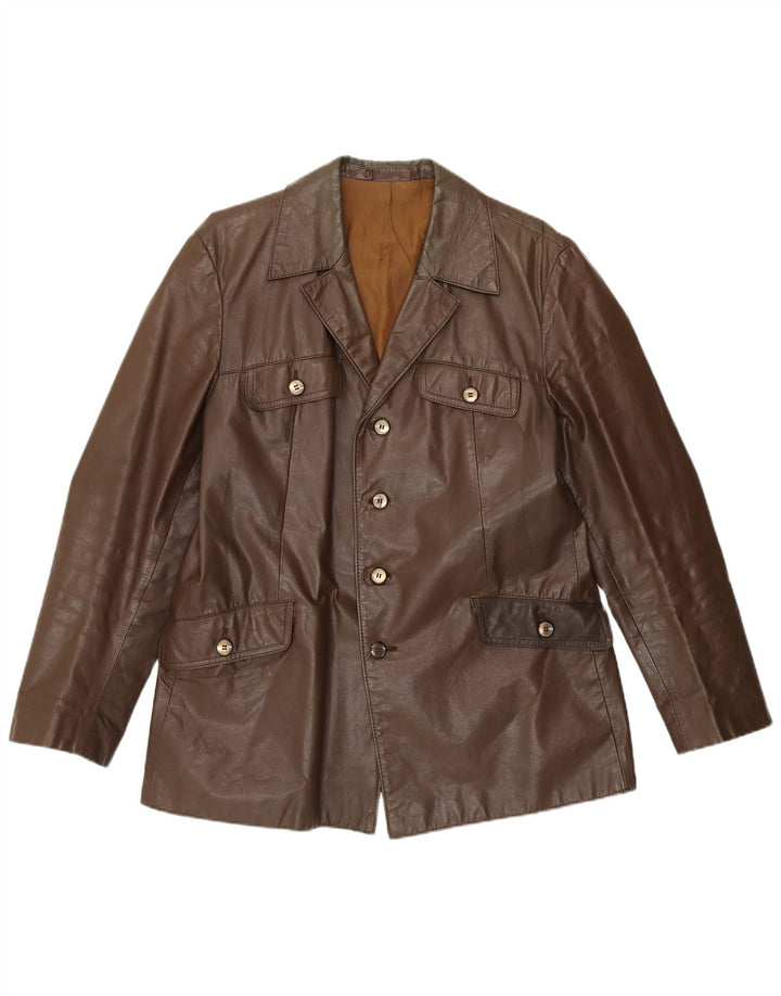 BWS Mens Leather Jacket UK 38 Medium Brown