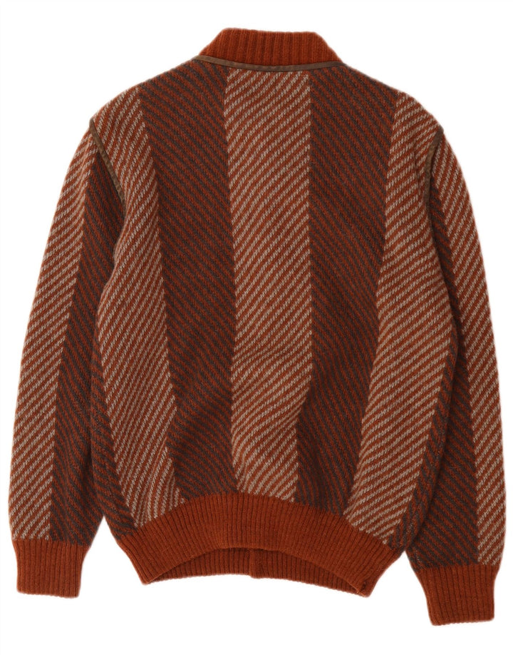 De Pletrl Herre Cardigan Sweater IT 48 Mellem brun stribet uld