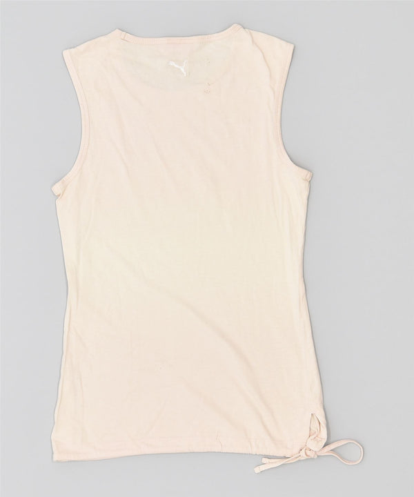 PUMA Womens Graphic Vest Top UK 10 Small Off White Cotton