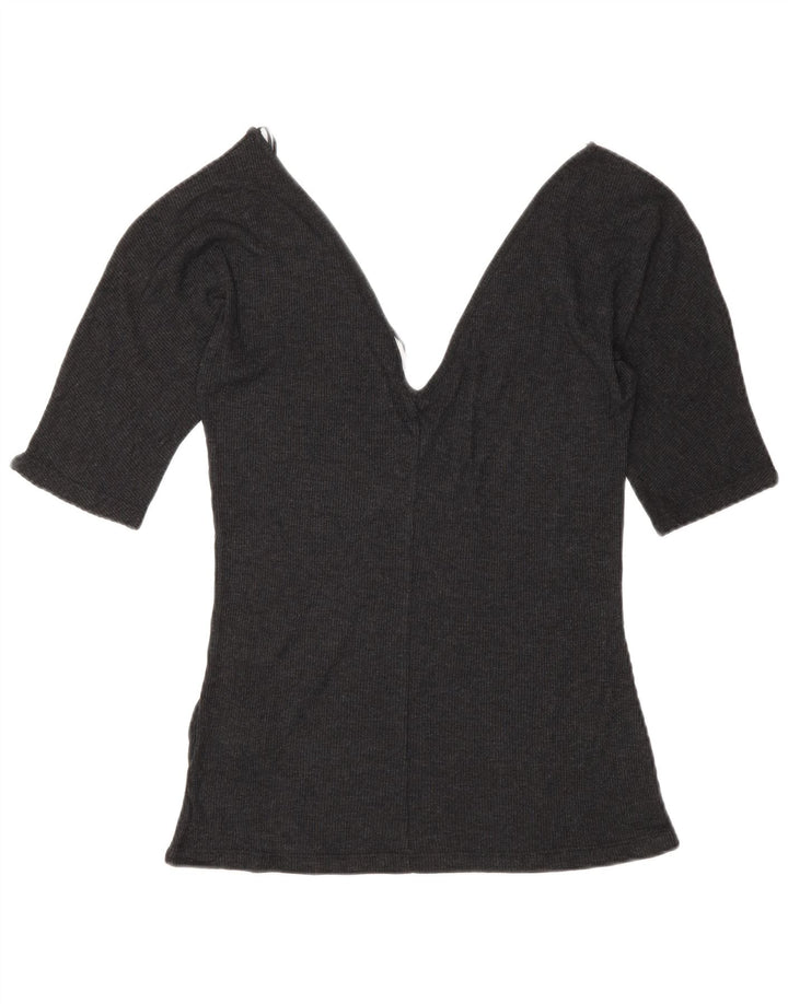 Zara Womens Blouse Top UK 12 Medium Grey Lyocell