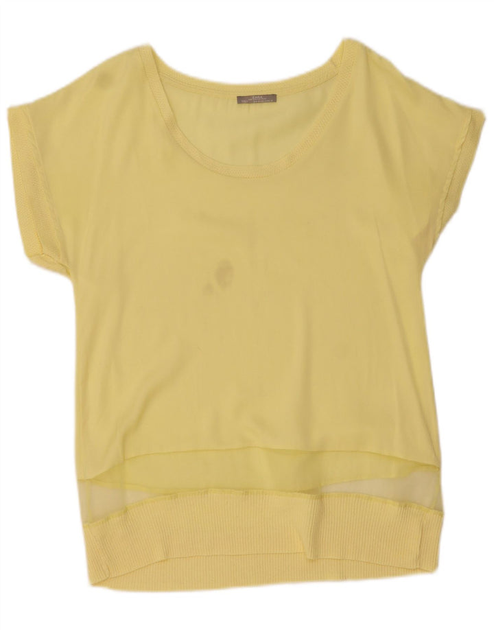 Zara Womens Blouse Top UK 10 Small Yellow