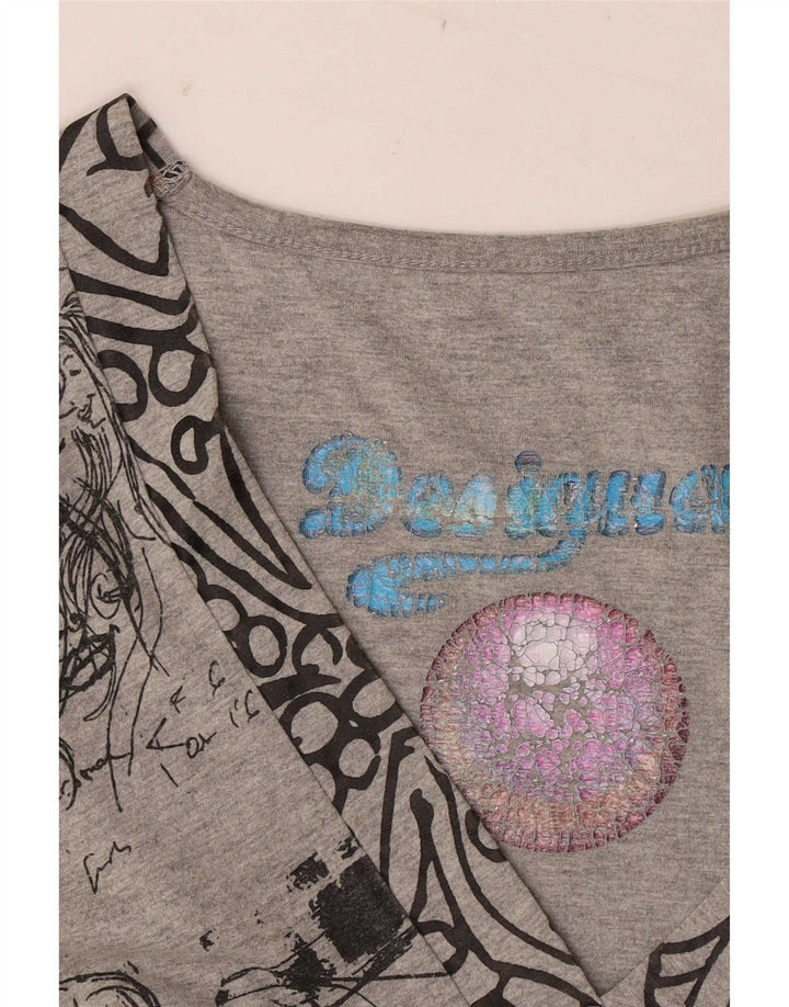 Desigual Womens Graphic A-Line Dress UK 12 Medium Grey