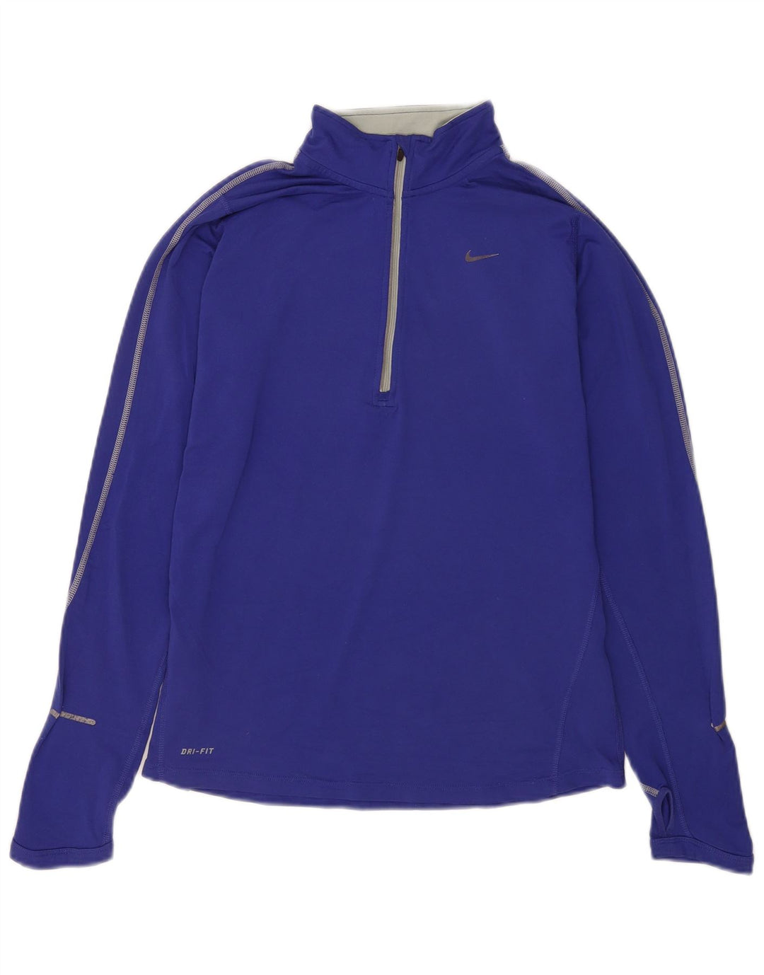 Top della tuta da ginnastica Nike Dri Fit con collo e zip da donna UK 12 Blu medio