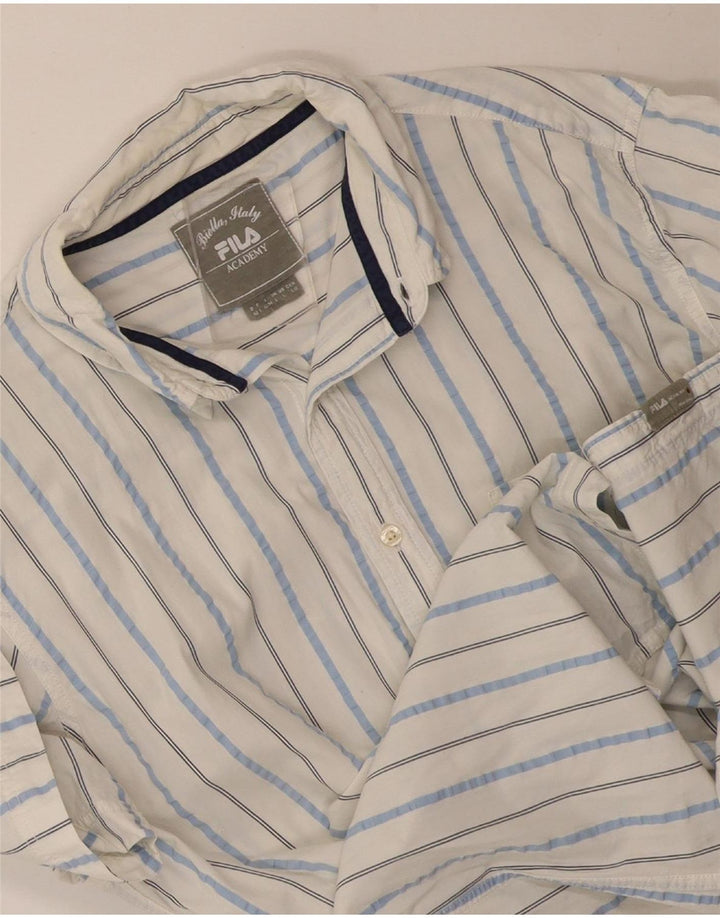 Fila Mens Short Sleeve Shirt Large White Pinstripe