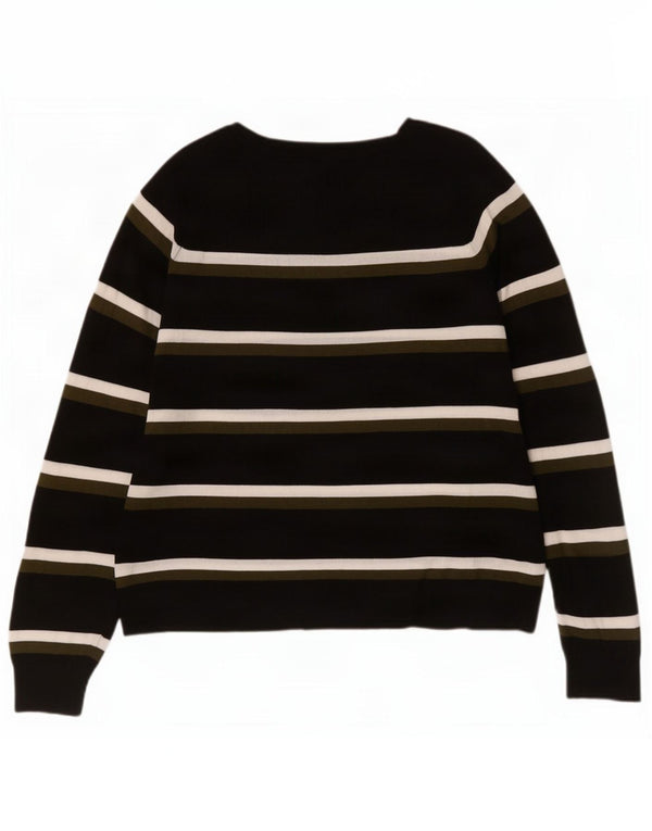 Zara Pull col bateau pour femme UK 14 Medium Noir Rayé