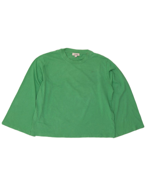 Cos Womens Top Long Sleeve UK 14 Medium Green Cotton