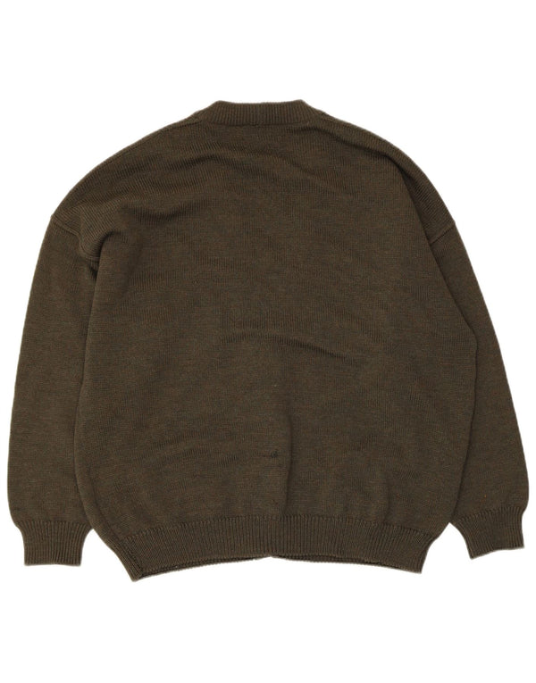 Bramante Męski sweter rozpinany, duży khaki Argyle/diamentowa wełna dziewicza