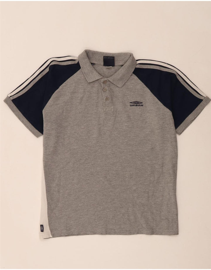 Umbro Herren-Poloshirt aus mittelgrauer Colourblock-Baumwolle