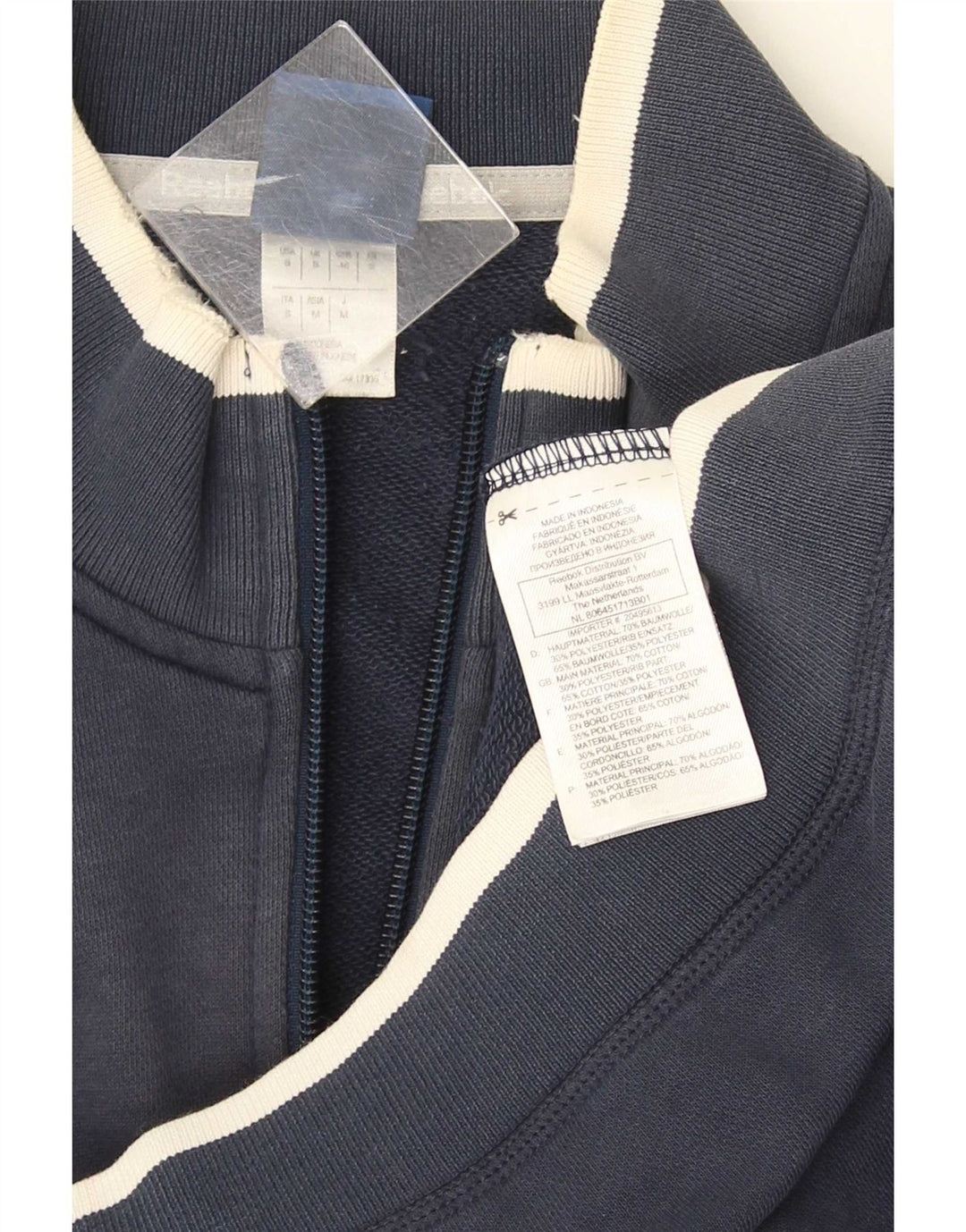 Reebok Veste de Survêtement Homme Petit Bleu Marine Coton