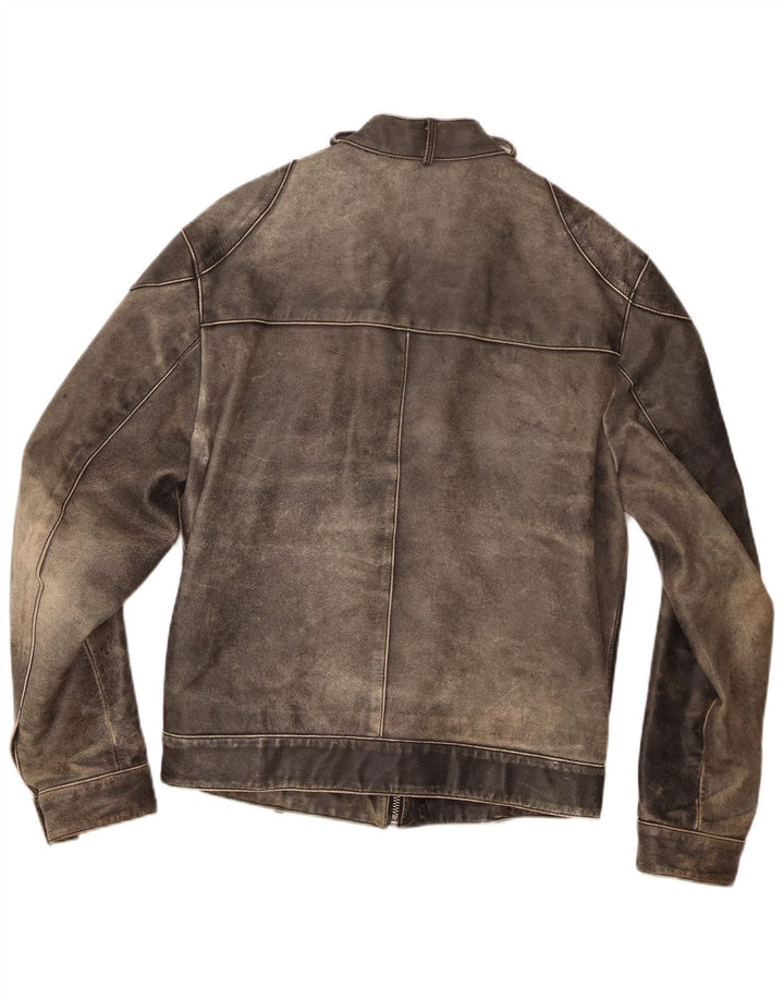Giacca Racer in Pelle Uomo Conbipel IT 48 Grigio Medio