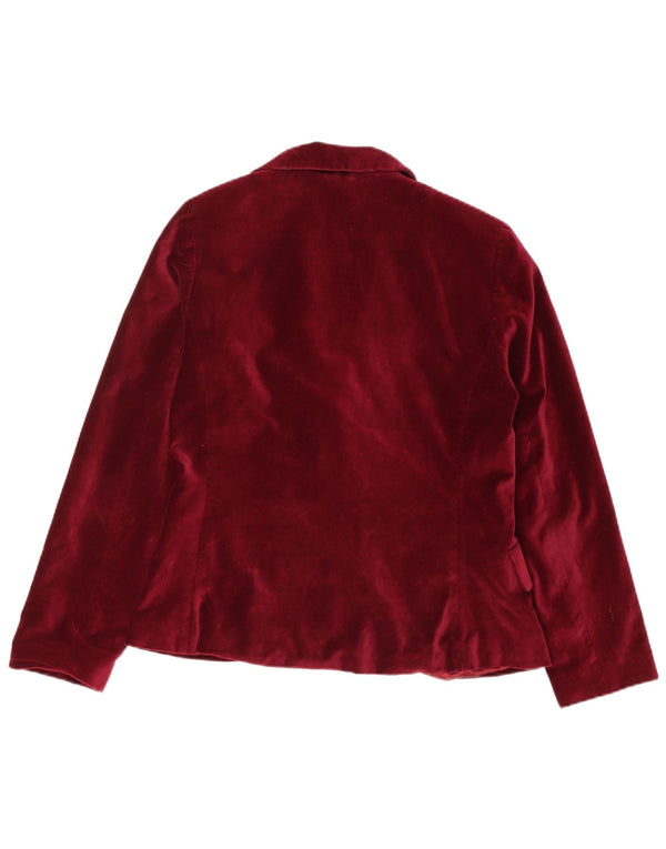Vintage Womens Open Velvet Blazer Jacket IT 40 Small Burgundy Cotton
