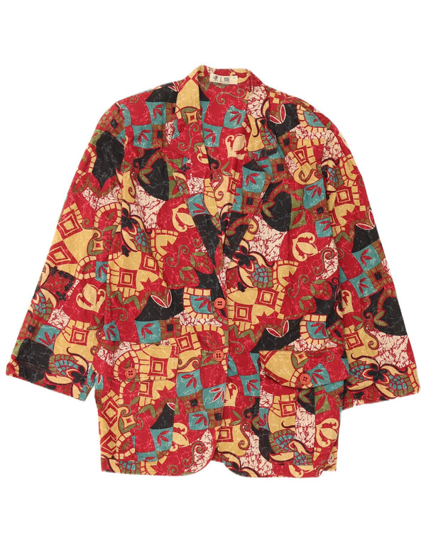 Vintage Womens Abstract Pattern Blazer Jacket IT 42 Medium Red Colourblock